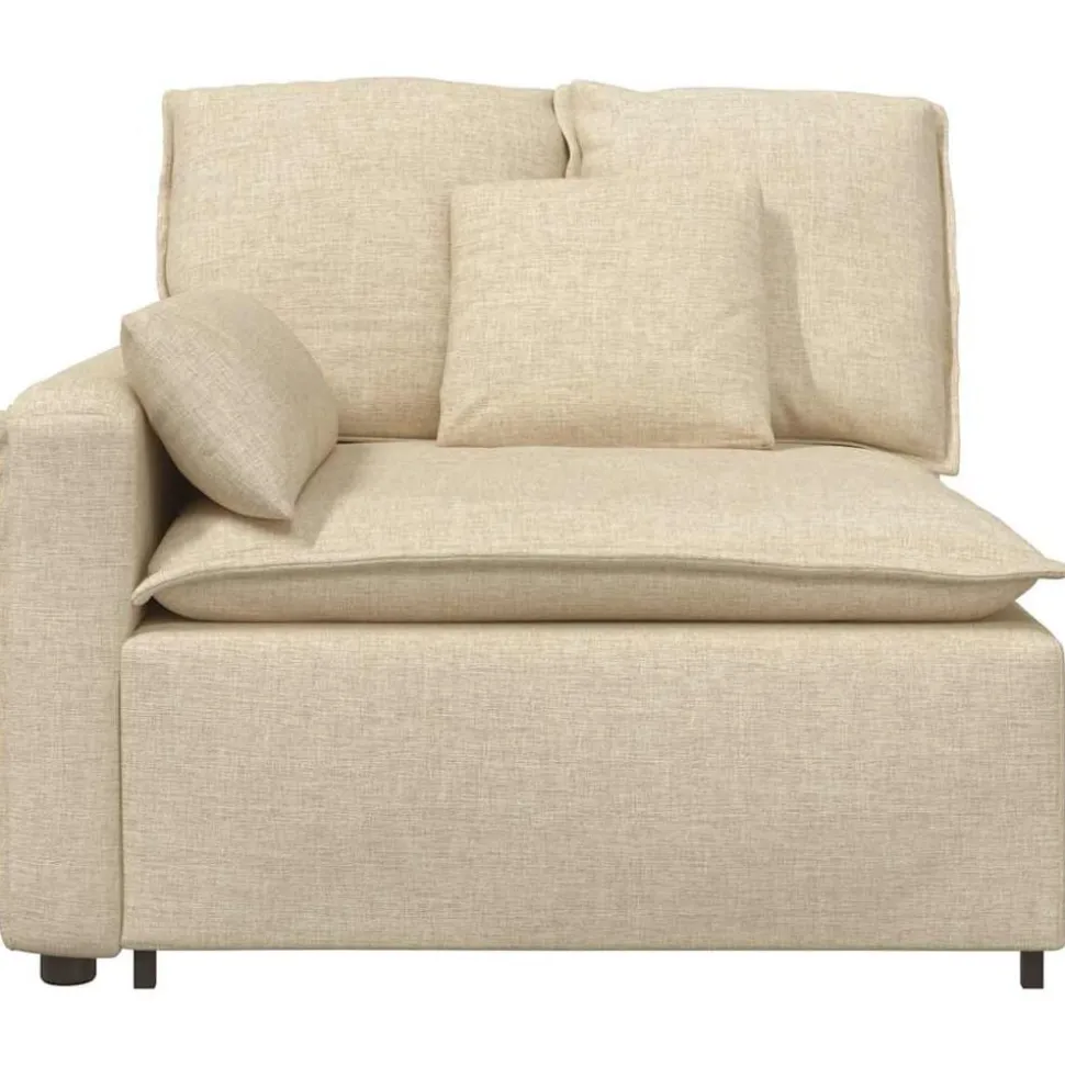 vidaXL Modulär soffa armstödsändmodul med kuddar gräddvit 100 cm