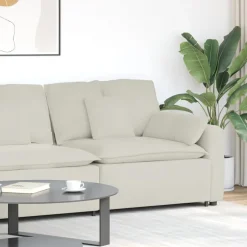 Best vidaXL Modulär soffa armstödsändmodul med kuddar gräddvit 100 cm Kräm