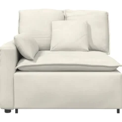 Best vidaXL Modulär soffa armstödsändmodul med kuddar gräddvit 100 cm Kräm