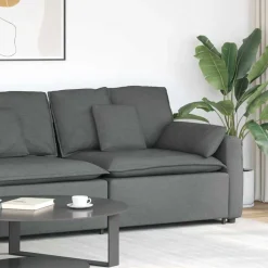 vidaXL Modulär soffa armstödsändmodul med dynor mörkgrå 100 cm