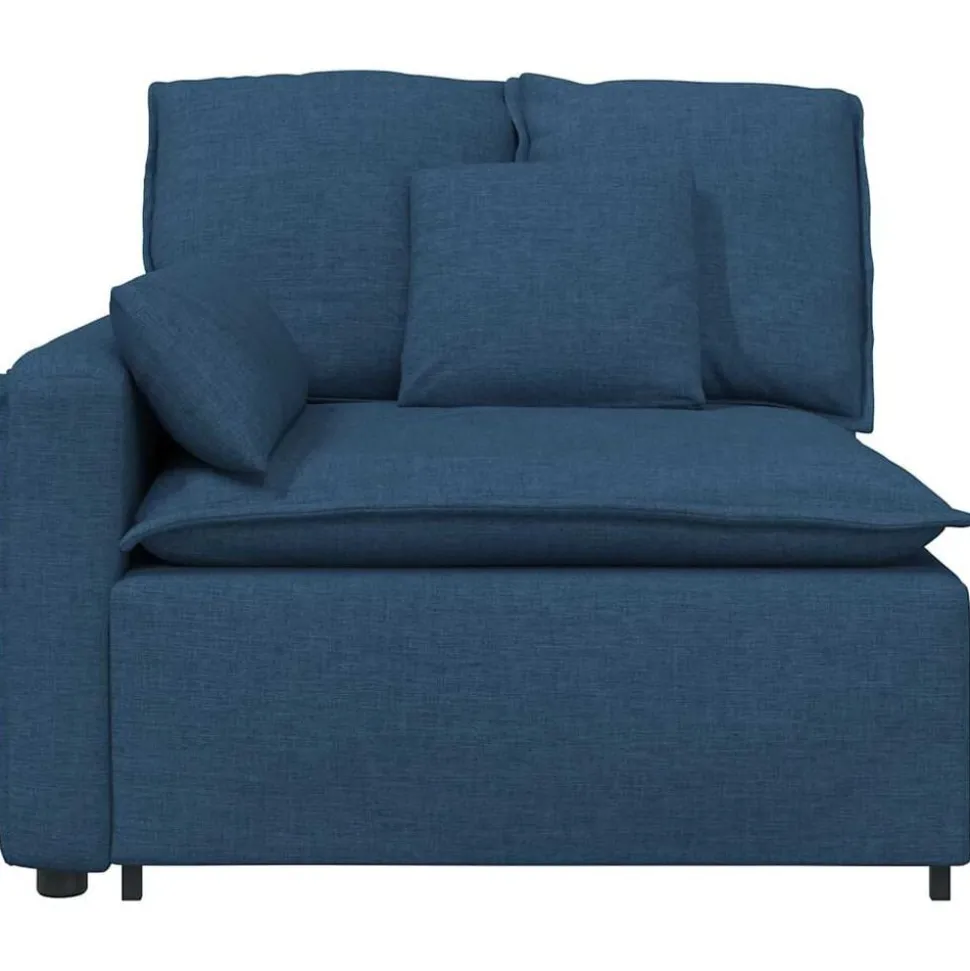 vidaXL Modulär soffa armstödsändmodul med dynor blå 100 cm