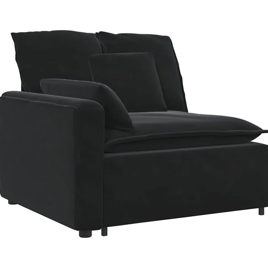 Best vidaXL Modulär soffa armstödsändmodul med dynor 100 cm Svart