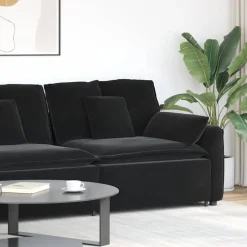 Best vidaXL Modulär soffa armstödsändmodul med dynor 100 cm Svart