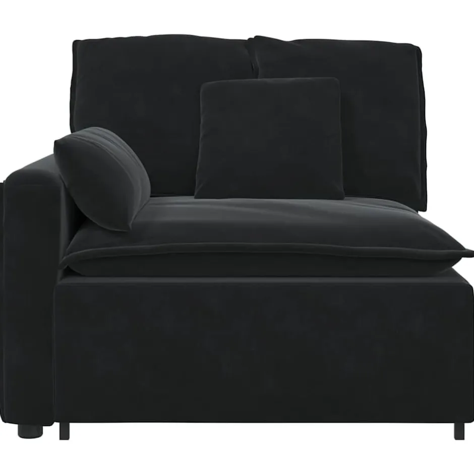Best vidaXL Modulär soffa armstödsändmodul med dynor 100 cm Svart