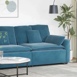 Online vidaXL Modulär soffa armstödsändmodul med dynor 100 cm Blå