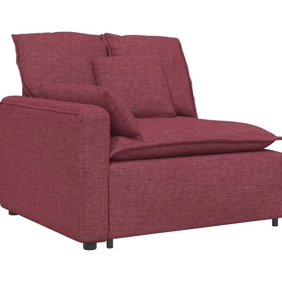 Clearance vidaXL Modulär soffa armstödsändmodul med dynor 100 cm Vinröd