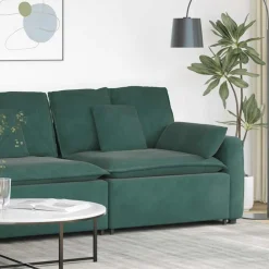 vidaXL Modulär soffa armstödsändmodul med dynor mörkgrön 100 cm
