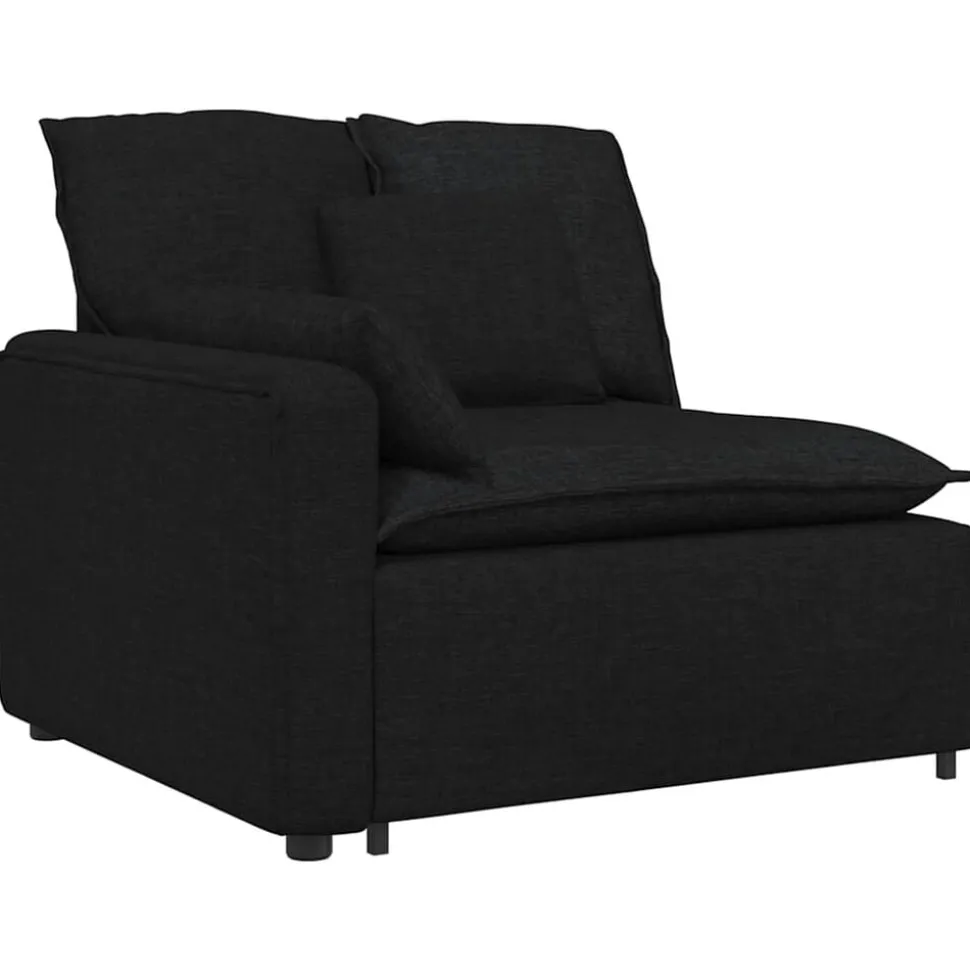 vidaXL Modulär soffa armstödsändmodul med dynor svart 100 cm