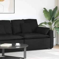 vidaXL Modulär soffa armstödsändmodul med dynor svart 100 cm