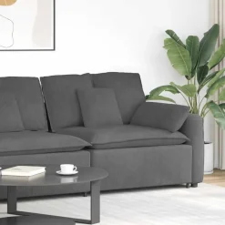 Clearance vidaXL Modulär soffa armstödsändmodul med dynor 100 cm Mörkgrå