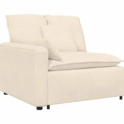 Best vidaXL Modulär soffa armstödsändmodul med kuddar gräddvit 100 cm Kräm