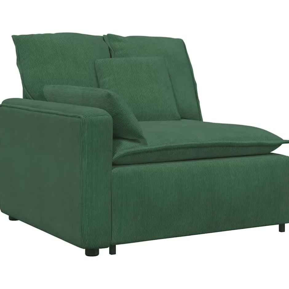 Hot vidaXL Modulär soffa armstödsändmodul med dynor 100 cm Mörkgrön