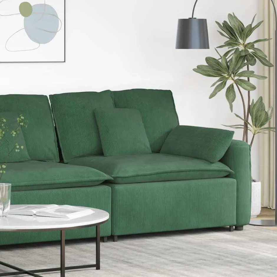 Hot vidaXL Modulär soffa armstödsändmodul med dynor 100 cm Mörkgrön