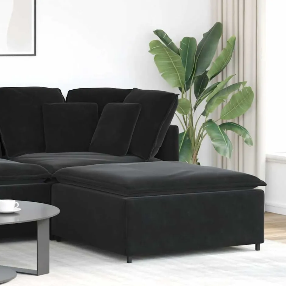 Best vidaXL Modulär soffa fotpallsmodul 100x100x48 cm Svart