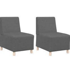 Clearance vidaXL Modulsofa utan armstöd 2 pcs 55 x 74 x 82 cm tyg Mörkgrå