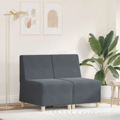 vidaXL Modulsofa utan armstöd 2 pcs Mörkgrå 55 x 74 x 82 cm Sammet
