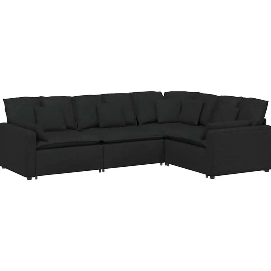Discount vidaXL Modulsoffa med dynor i tyg Svart
