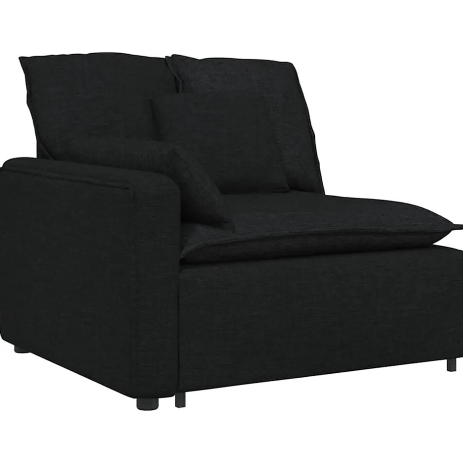 Discount vidaXL Modulsoffa med dynor i tyg Svart