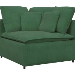 vidaXL Modulsoffa med fotpall och dynor manchestertyg mörkgrön