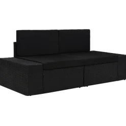 vidaXL Modulsoffa 2-sits konstrotting svart