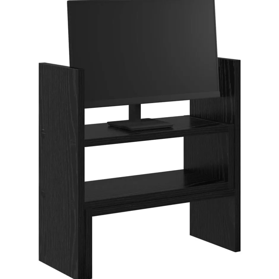Discount vidaXL Monitorbordshållare 40 x 17 x 41 cm Konstruerat trä Svart ek