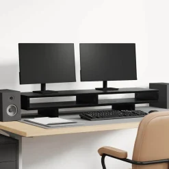 vidaXL Monitorställ med hylla Svart 100 x 27 x 15 cm Konstruerat trä