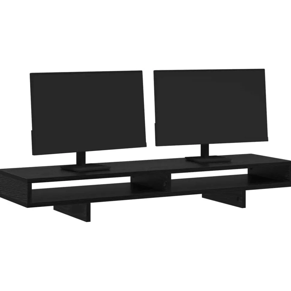 vidaXL Monitorställ med hylla Svart 100 x 27 x 15 cm Konstruerat trä