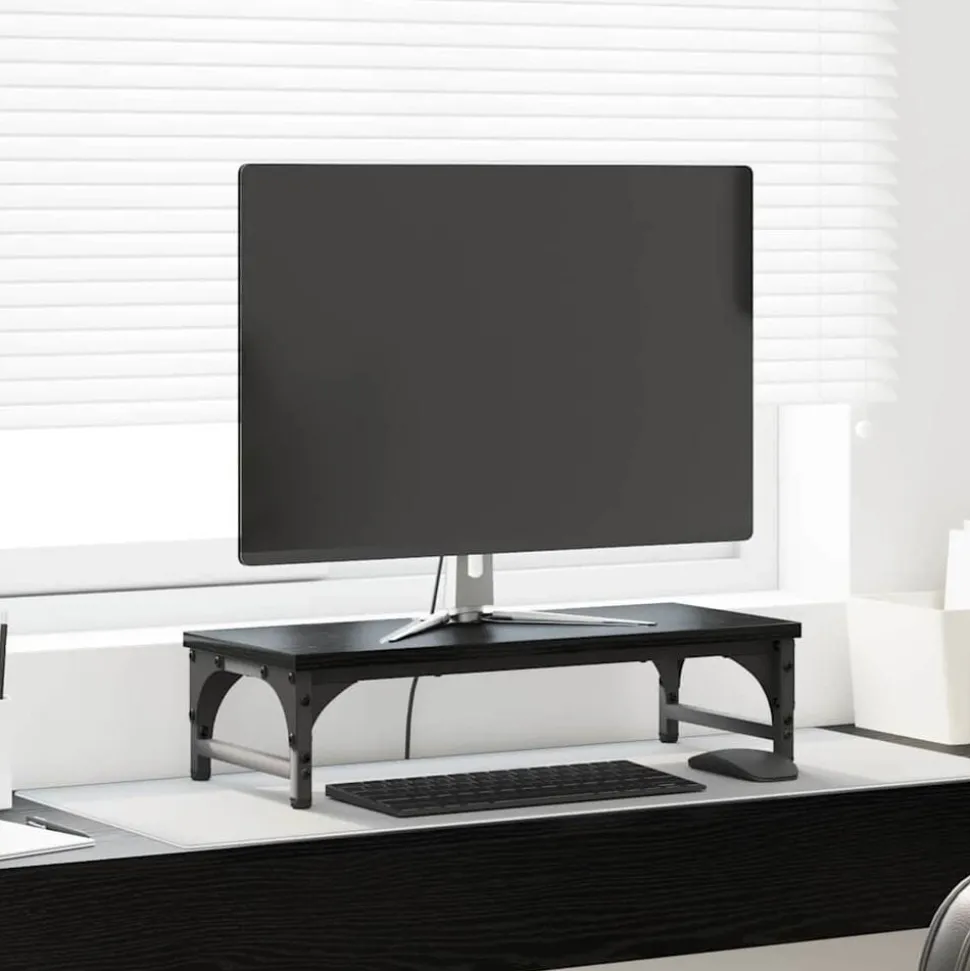 vidaXL Monitorställ Svart Ek 55 x 23 x 14 cm Konstruerat trä