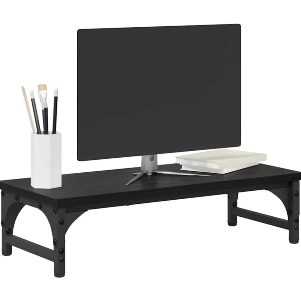vidaXL Monitorställ Svart Ek 55 x 23 x 14 cm Konstruerat trä