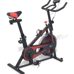 vidaXL Motionscykel med pulsmätare svart och röd