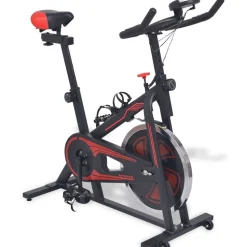 vidaXL Motionscykel med pulsmätare svart och röd