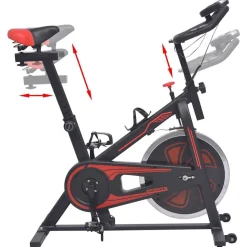 vidaXL Motionscykel med pulsmätare svart och röd