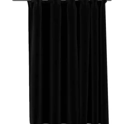 Best vidaXL Mörkläggningsgardin med krokar linnelook 290x245 cm Svart