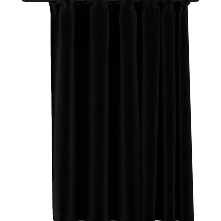 Best vidaXL Mörkläggningsgardin med krokar linnelook 290x245 cm Svart