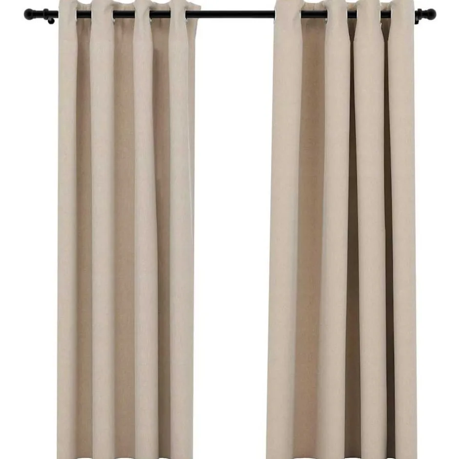 Outlet vidaXL Mörkläggningsgardin med öljetter linnelook 2 st 140x175cm Beige
