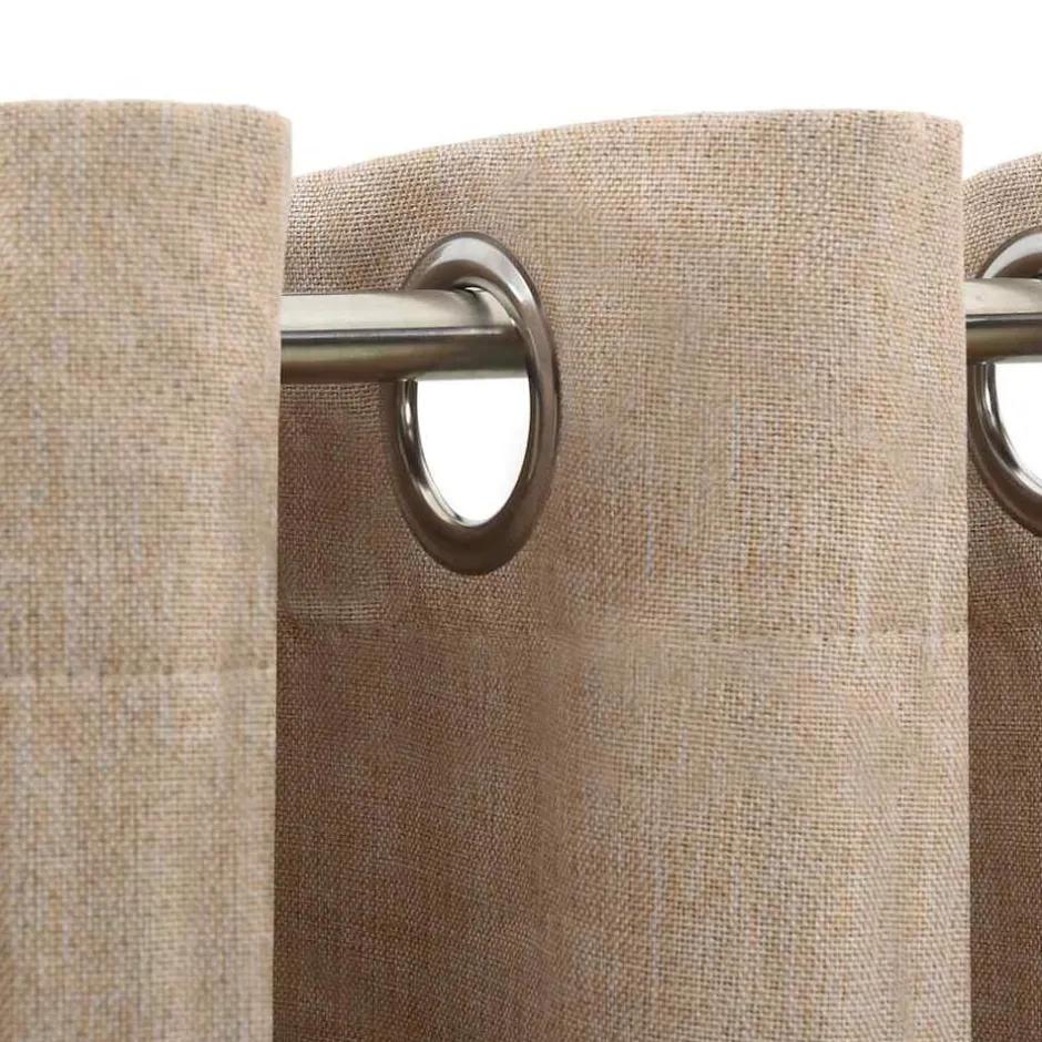 Outlet vidaXL Mörkläggningsgardin med öljetter linnelook 2 st 140x175cm Beige