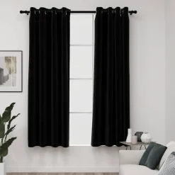 Clearance vidaXL Mörkläggningsgardin med öljetter linnelook 2 st 140x175cm Svart