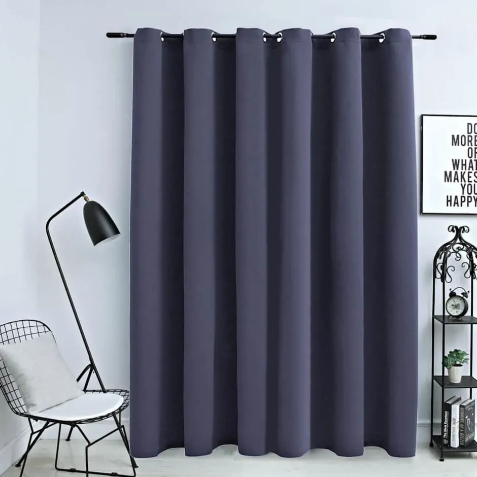 Sale vidaXL Mörkläggningsgardin med metallringar 290x245 cm Antracit