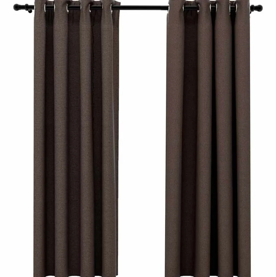 vidaXL Mörkläggningsgardin med öljetter linnelook 2 st taupe 140x175cm