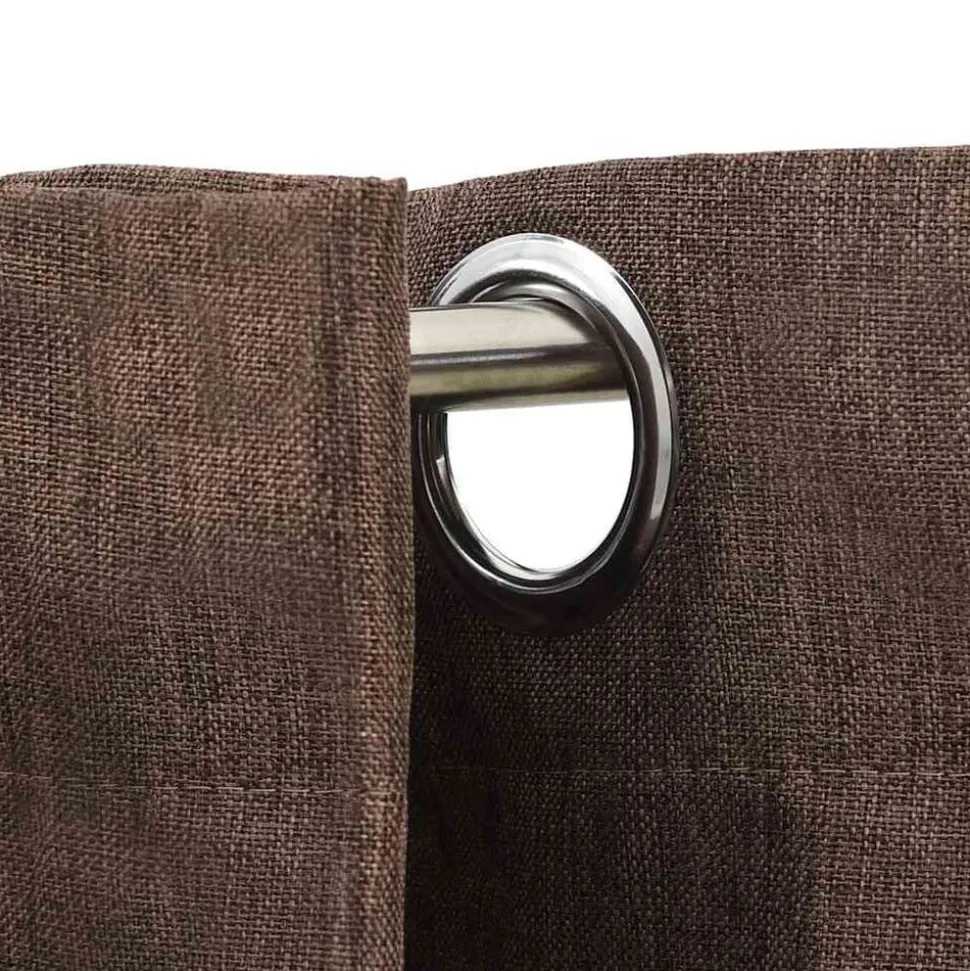 vidaXL Mörkläggningsgardin med öljetter linnelook 2 st taupe 140x175cm