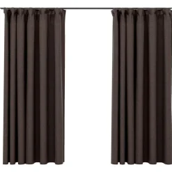 Hot vidaXL Mörkläggningsgardin med krokar linnelook 2 st 140x175 cm Taupe