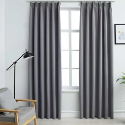 vidaXL Mörkläggningsgardiner med krokar 2 st grå 140x175 cm