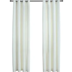 Outlet vidaXL Mörkläggningsgardiner med ringar 2 st gräddvit sammet 140x175 cm Kräm