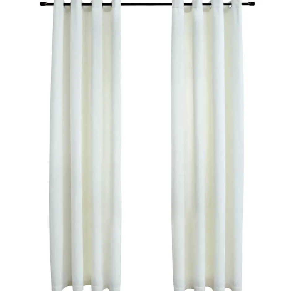 Outlet vidaXL Mörkläggningsgardiner med ringar 2 st gräddvit sammet 140x175 cm Kräm