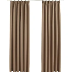 New vidaXL Mörkläggningsgardiner med krokar 2 st 140x175 cm Taupe