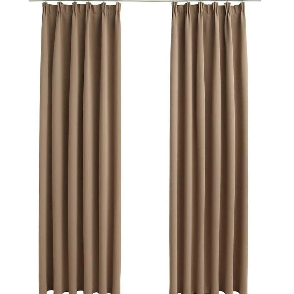 New vidaXL Mörkläggningsgardiner med krokar 2 st 140x175 cm Taupe