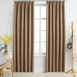 New vidaXL Mörkläggningsgardiner med krokar 2 st 140x175 cm Taupe