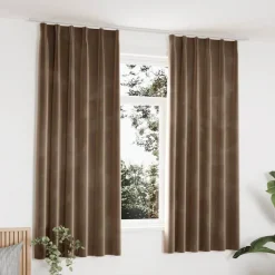 New vidaXL Mörkläggningsgardiner 2 st m. krokar sammet 140x175 cm Beige