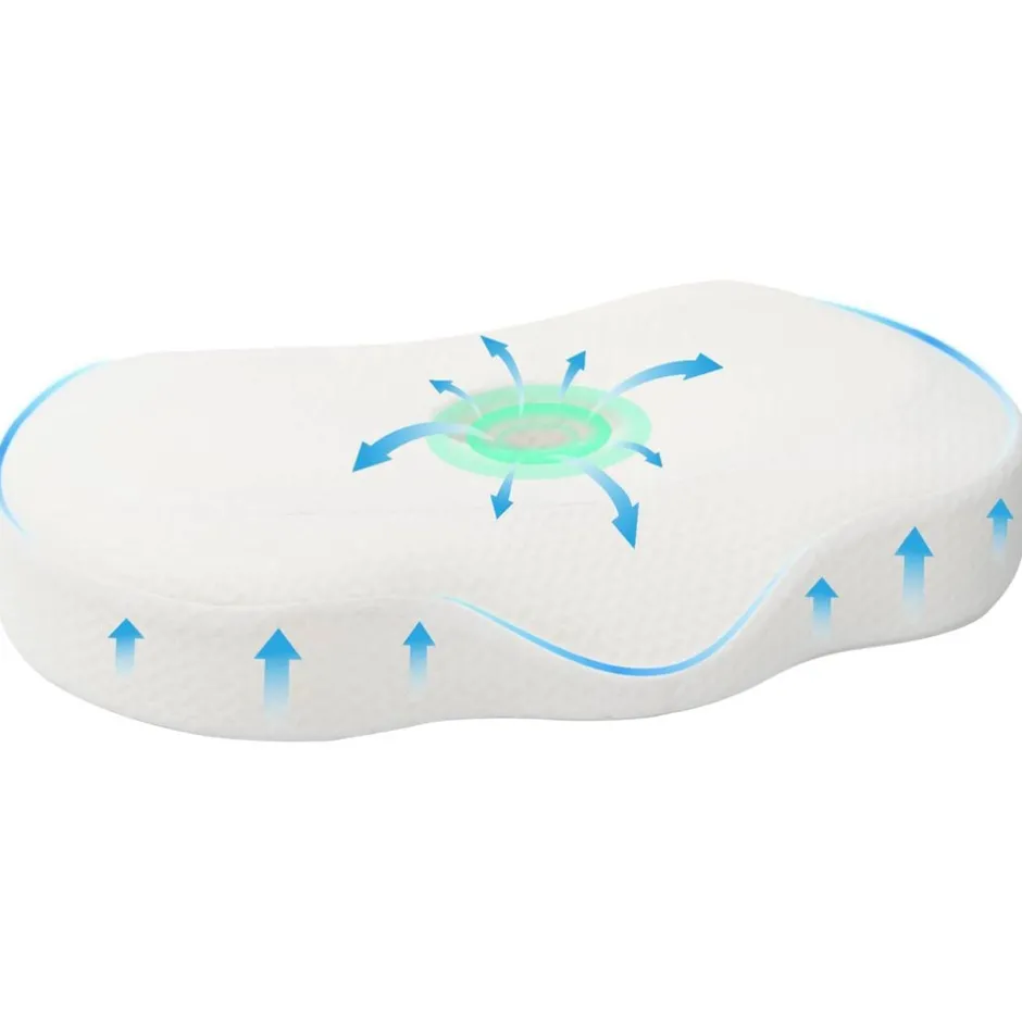 Outlet vidaXL Nackkudde Enfärgad 53 x 35 x 11 cm Minneskum Vit