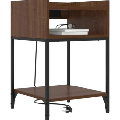 Discount vidaXL Nattduksbord med hylla 40 x 40 x 61 cm Konstruerat trä brun ek